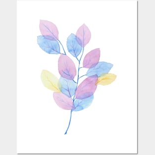 Colorful Watercolor Leaves Posters and Art